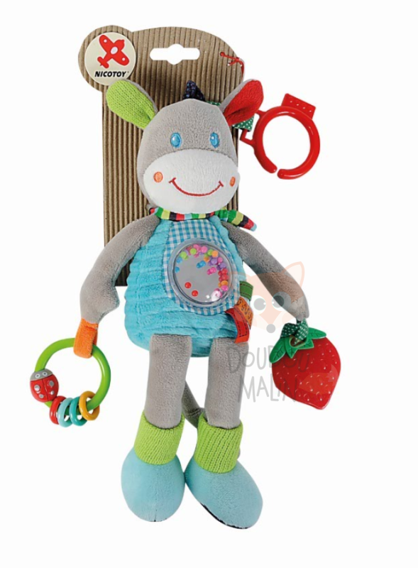 Ouatoo activity plush donkey blue 25 cm 